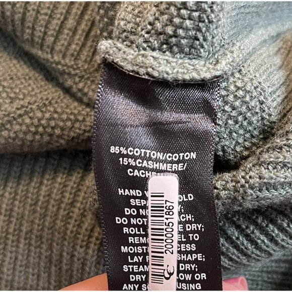 lafayette 148 sweater medium green cashmere blend sligtly cropped neutral - Picture 5 of 5